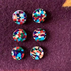 Mosaic Sterling Native American Button Covers